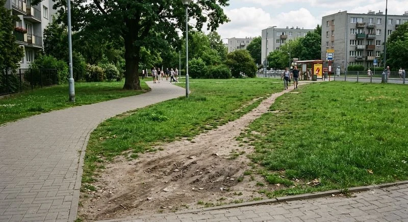 Ścieżka na skróty przez trawnik